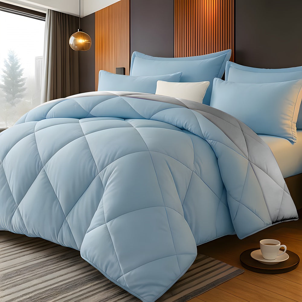Comforter Set 2/3 Piece – Diamond Grid Quilted Down Alternative Comforter with Pillowcases, Soft Microfiber Breathable All Season Bedding