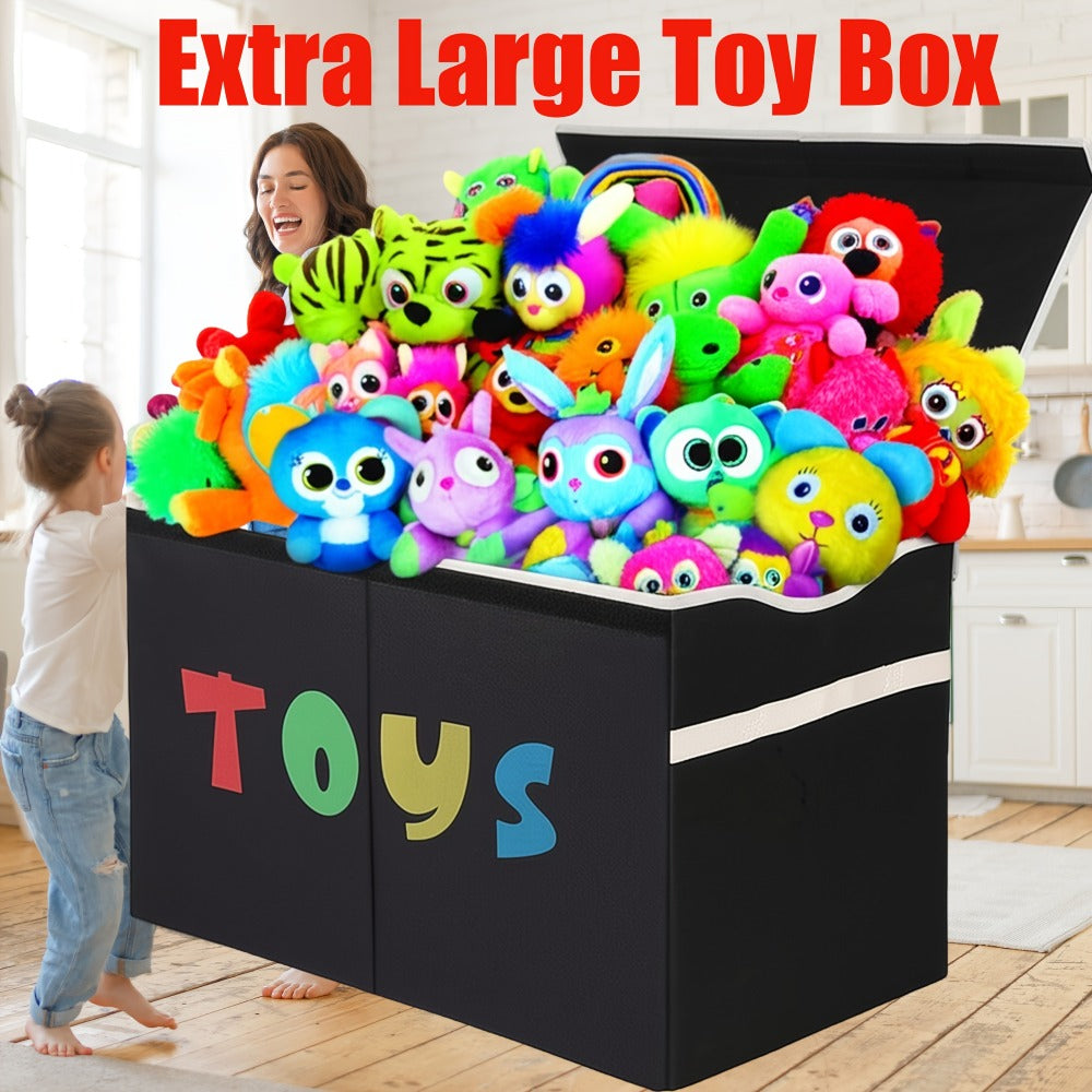 Extra Large Collapsible Kids Storage Chest with Lid, 31.7 Gal Toy Box Organizer Bins for Boys Girls Bedroom Nursery Living Room
