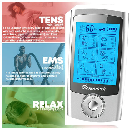 Portable TENS and EMS Handheld Stimulator with 16, 20 or 24 Mode Controller Options and Four Pads
