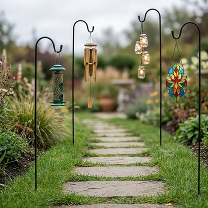 Shepherd Hooks 4 Pack Heavy Duty Metal Garden Stakes for Hanging Plant Baskets Solar Lights Bird Feeders Wind Chimes Outdoor Decor 47 & 63