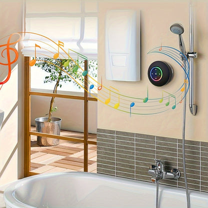 Bathroom Shower Speaker with LED Light, Wireless Bluetooth Speaker, USB Rechargeable 400mAh Battery