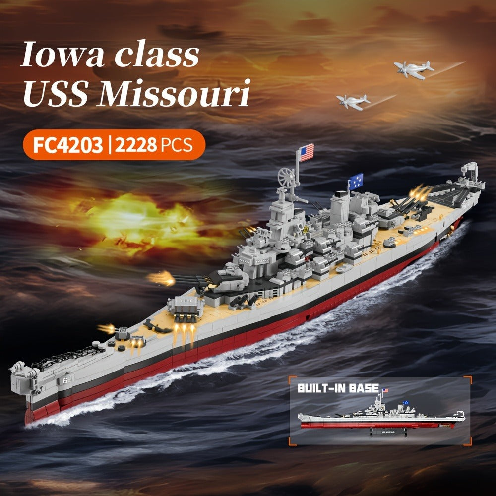 Battleship Model Building Kit 2228PCS – USS Missouri BB-63 Military Historical Warship Construction Set FC4203