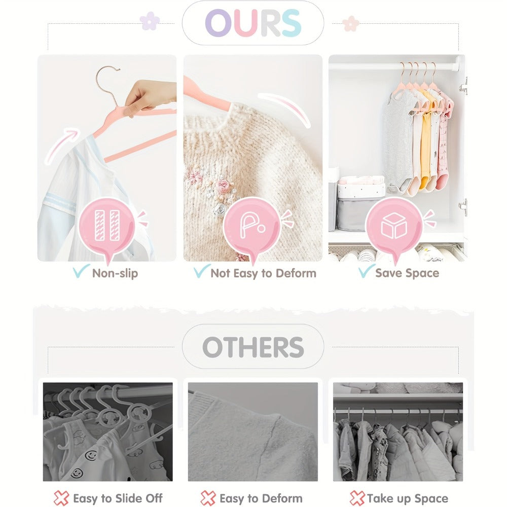 Baby Hangers Pink Velvet Nursery Closet Kids Clothes Hangers with Size Dividers for Infant Toddler Girls Boys 50/30pcs