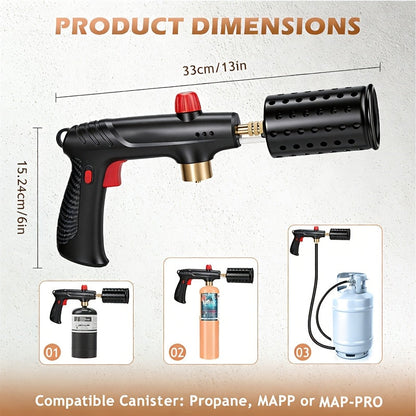 Kitchen Torch Propane Culinary Torch with Adjustable Flame, Safety Lock & Heat Dissipation, Butane Torch for Searing Steak