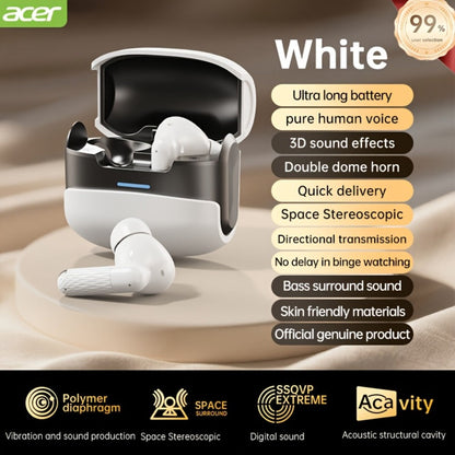 ANC Wireless Earbuds Acer Official TWS In-Ear Active Noise Cancellation Spatial Audio for Bedside Audio, Alarms and Room Entertainment