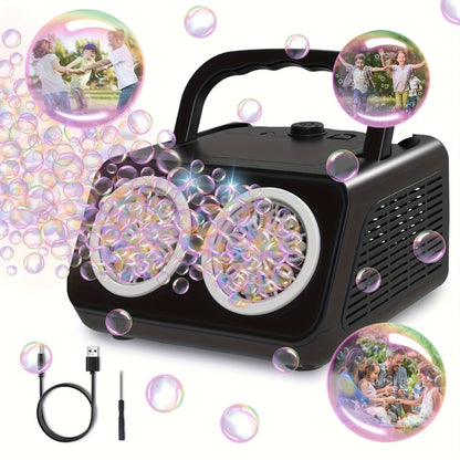 Electric Bubble Maker with 10X Bubble Solution, Dual Fan 20000+ Bubbles Per Minute Machine for Kids