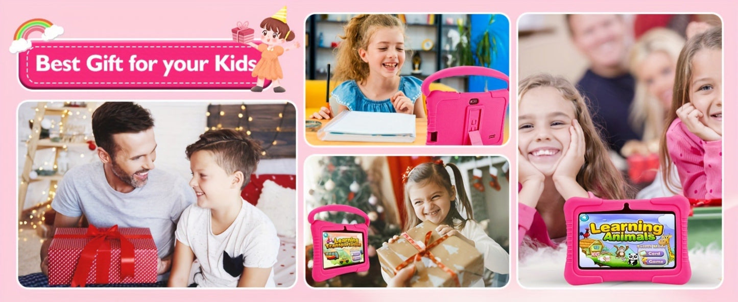 Veidoo 7 Inch Kids Tablet with Drop-Proof Silicone Cover – Eye Protection Screen, WiFi, 2GB RAM 16GB/32GB ROM, Dual Camera