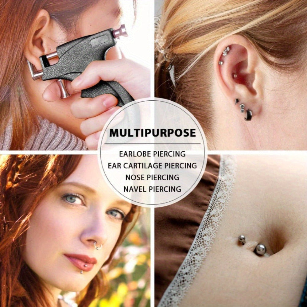 Professional Ear Piercing Kit - 36pcs CZ Diamond & Stainless Steel Stud Earrings with Reusable Piercing Gun