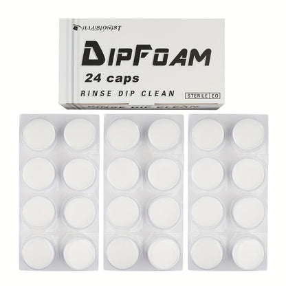 Tattoo Needle Dip Clean Cups 24pcs Foam Liner, Odorless Non-Electric Safe Cleaning for Cartridge & Traditional Needles