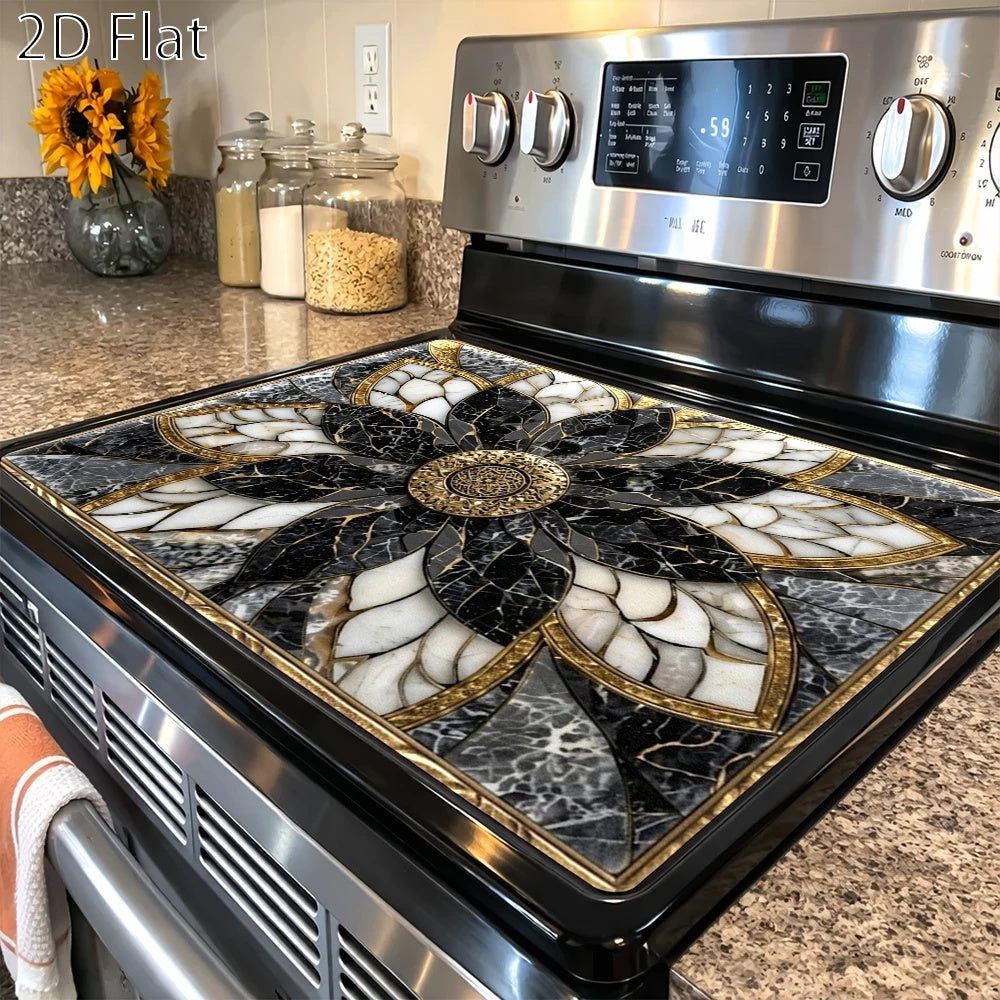 Stove Protector Mat Heat Resistant Non-Stick Reusable Gas Stove Liner Marble Pattern for Gas Stove Glass Cooktop Induction Cooker Oven