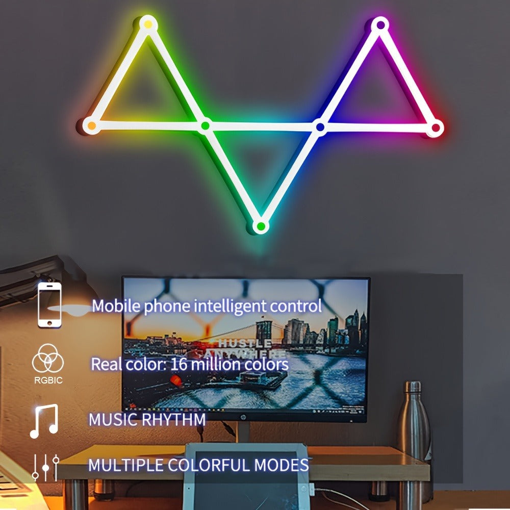 Modular LED Atmosphere Light 9pcs Starry Sky RGB, Freely Splicing, Music Sync, App & Voice Control