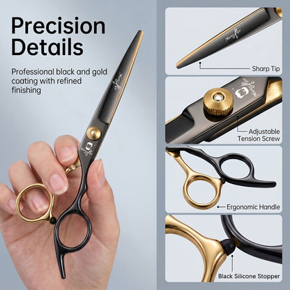 Hair Cutting Scissors Kit 13 Piece – Professional Barber Shears Set with Thinning Shears, Blending Scissors & Accessories