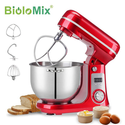 Stand Mixer 1200W 6L Stainless Steel Bowl - Kitchen Food Stand Mixer with Dough Hook, Whisk & Beater