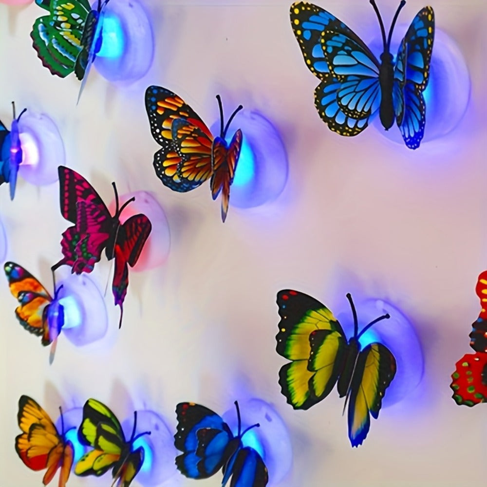 LED Butterfly Wall Stickers 30pcs 3D Glowing Butterfly Decorations Night Light Colorful Wall for Entryways, Bedrooms and Living Spaces