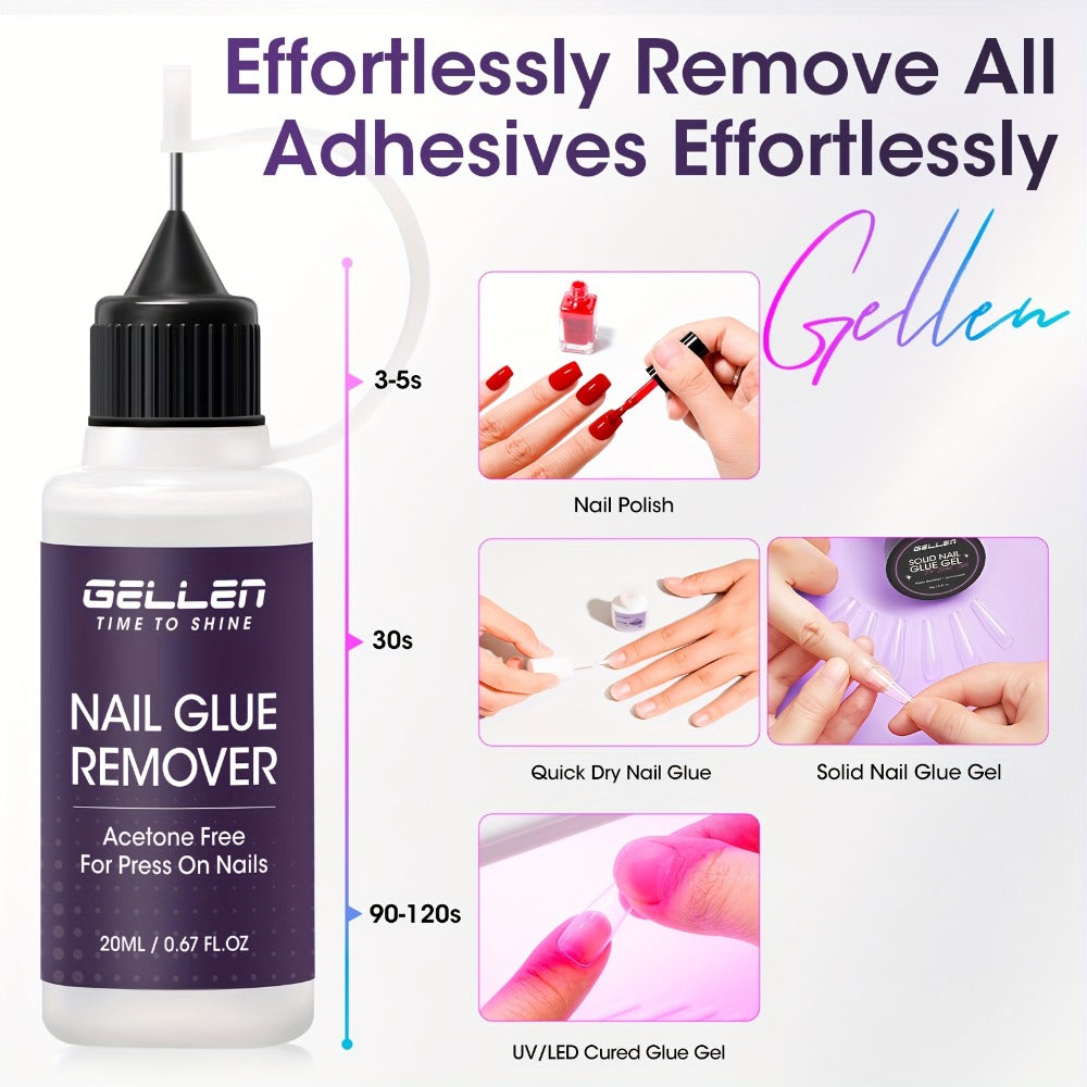 Nail Glue Remover 20ml Precision Needle Applicator Acetone Free – Fast Acting No-Mess Formula for Press On Nails Gel X Nail Tips Fake Nails