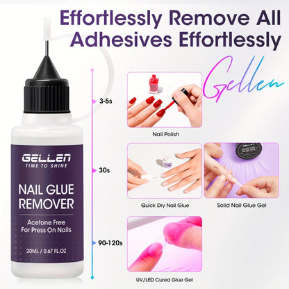Nail Glue Remover 20ml Precision Needle Applicator Acetone Free – Fast Acting No-Mess Formula for Press On Nails Gel X Nail Tips Fake Nails