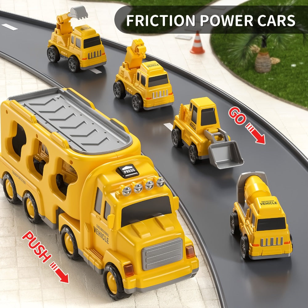 Construction Carrier Truck Toy Set for Kids Ages 3-7 with the Listed Color, Size or Set Options for Everyday Use