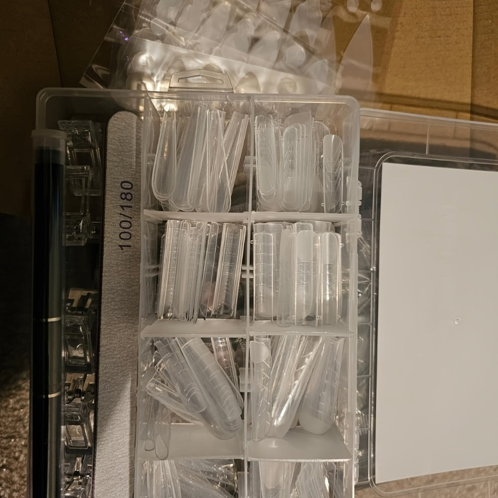 Poly Gel Nail Extension Form Kit – 192pcs Dual Forms, 96pcs Reusable Pads, 8 Shapes Acrylic Mold, Brush Pen