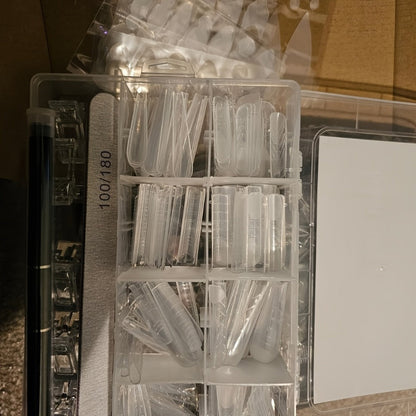 Poly Gel Nail Extension Form Kit – 192pcs Dual Forms, 96pcs Reusable Pads, 8 Shapes Acrylic Mold, Brush Pen