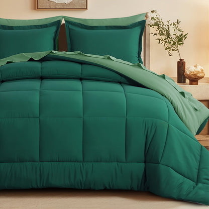 7 Piece Comforter Set Luxury Soft Fluffy Bedding All Season Bed in a Bag with Comforter Fitted Sheet Flat Sheet Pillowcases Hypoallergenic