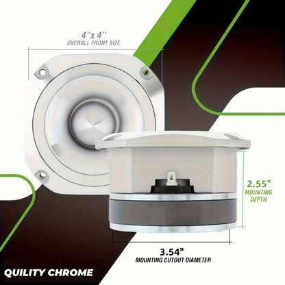 4 Inch Bullet Tweeter 600W Aluminum Frame – 6 Ohm Chrome HiFi Super Tweeter for Car Audio System, Stereo High-Frequency Speaker