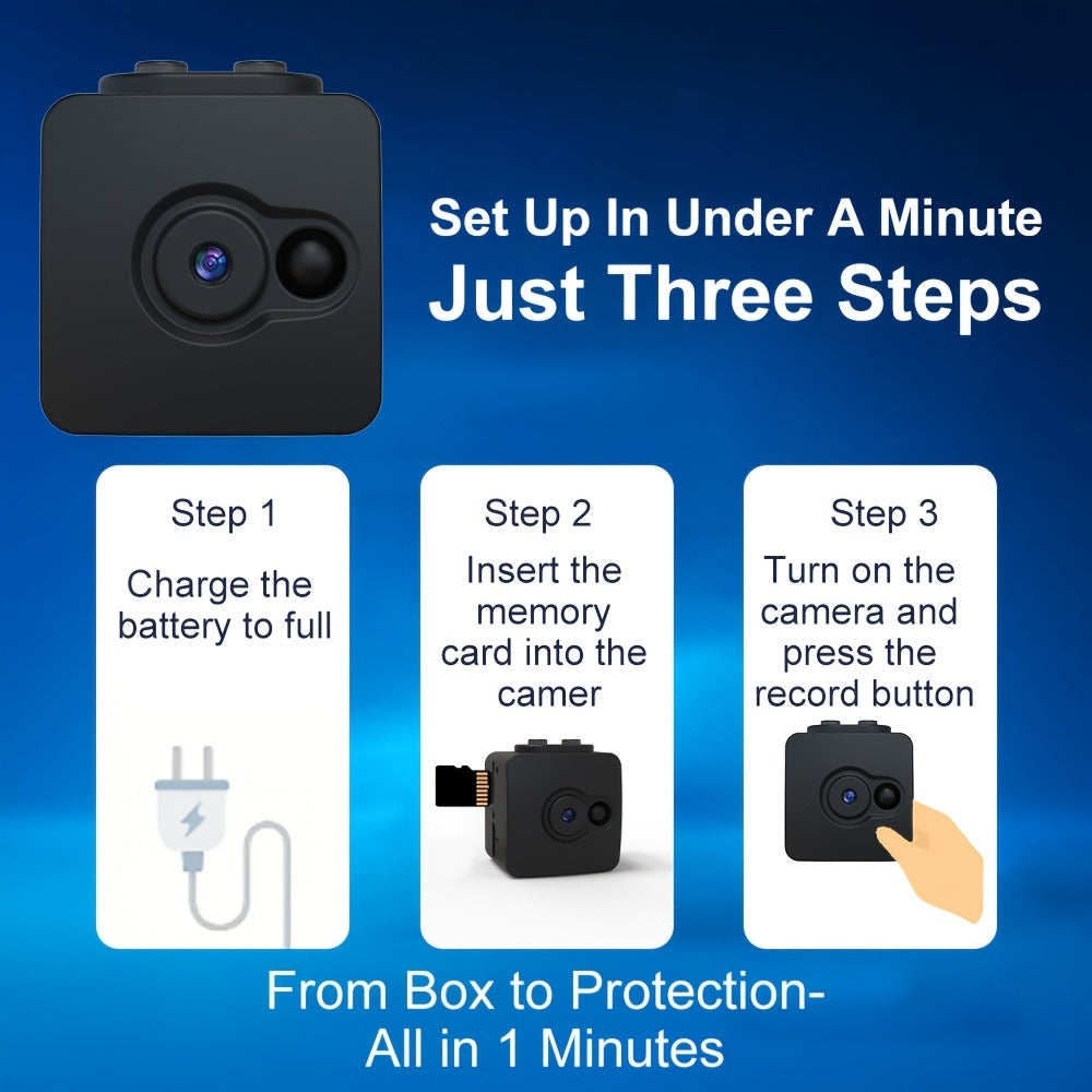 No WiFi Security Camera with SD Card Portable Rechargeable, Plug-and-Play Loop Recording for an Everyday Personal Care Routine