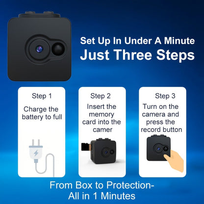 No WiFi Security Camera with SD Card Portable Rechargeable, Plug-and-Play Loop Recording for an Everyday Personal Care Routine