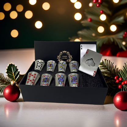 Stainless Steel Cup Set 8 Cups + 2 Bottle Openers, Family Party Outdoor Gift Set Good Luck Year