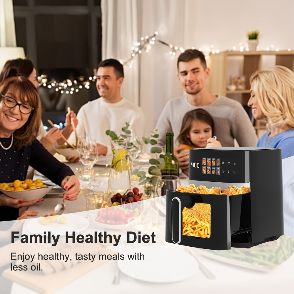 6 Quart Air Fryer with 8 Preset Functions – 6-in-1 Large Capacity Air Fryer Oven with Smart Cook Program, Stainless Steel Rack