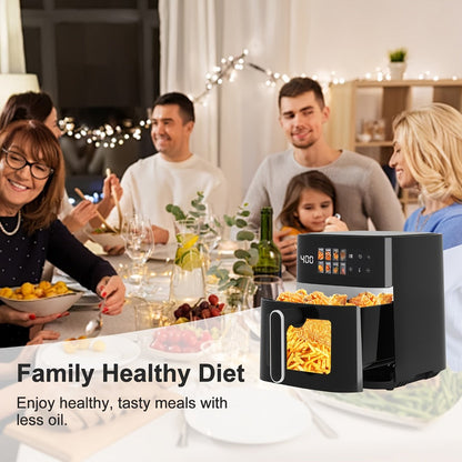 6 Quart Air Fryer with 8 Preset Functions – 6-in-1 Large Capacity Air Fryer Oven with Smart Cook Program, Stainless Steel Rack