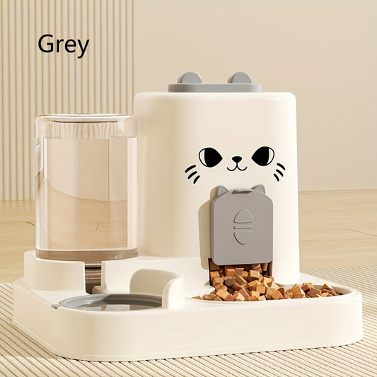 Automatic Cat Feeder and Water Dispenser 2-in-1 – Large Capacity Dry Wet Separation Pet Food Bowl, Battery-Free Gravity Feeder for Indoor