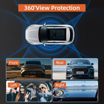 360° Panoramic Dash Cam 3 & 4 Lens 1080P HD Front + 720P Rear Left Right, Quad-Split Screen, HD Night Vision WDR G-Sensor Loop Recording