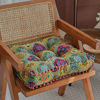 Meditation Floor Cushion Thick Soft Bohemian Moroccan Design Linen Cover Round Pad for Living Room Bedroom Office Yoga Mindfulness Boho Home