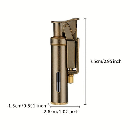 Retro Copper Kerosene Lighter, Pure Copper Vintage Flip Top One-Click Ignition Lighter, Nostalgic Personality Design