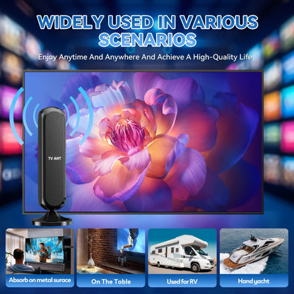 TV Antenna with Vertical Flat Panel, 16-Foot Coaxial Cable, USB-Powered Amplifier and Indoor Stand
