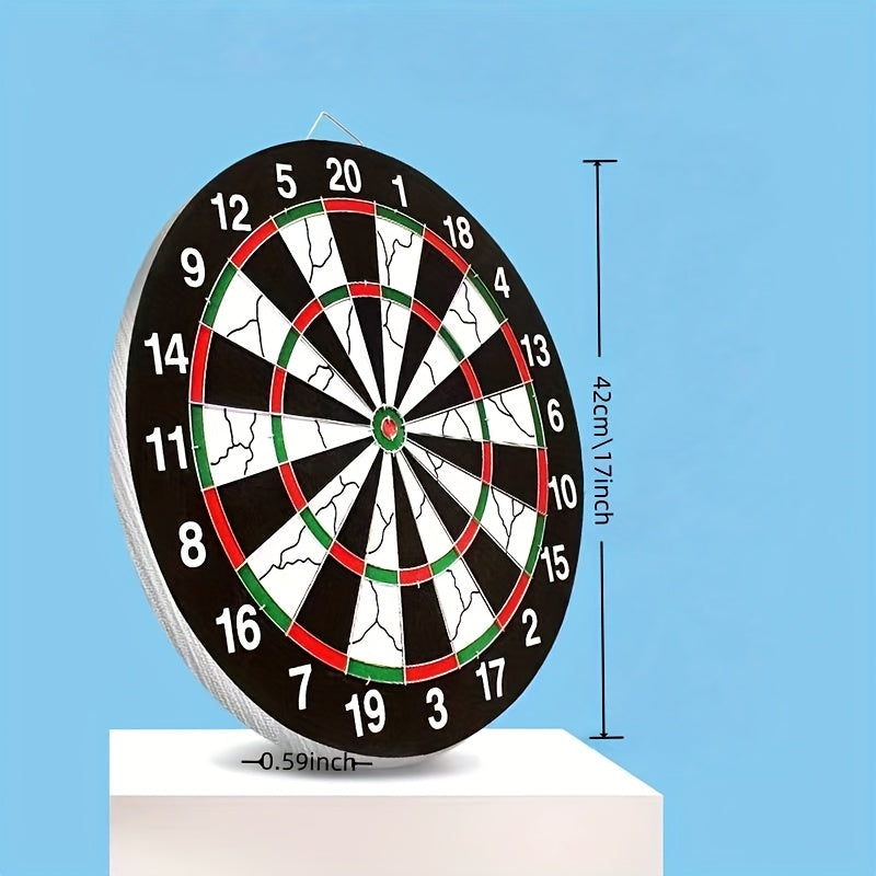 17-Inch Double-Sided Flocked Dartboard Set with Six Steel-Tip Darts, Hanging Hook and Two Target Designs