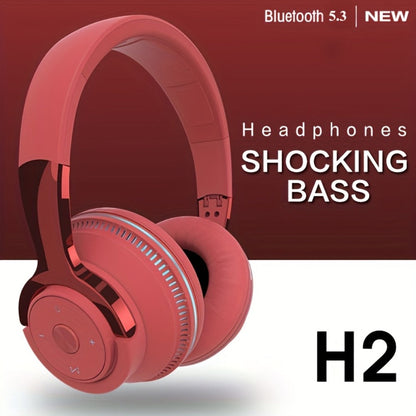 Foldable Wireless Over-Ear Headphones with FM Radio, TF Card, LED Accent Lights, 3.5mm AUX and Four Colors