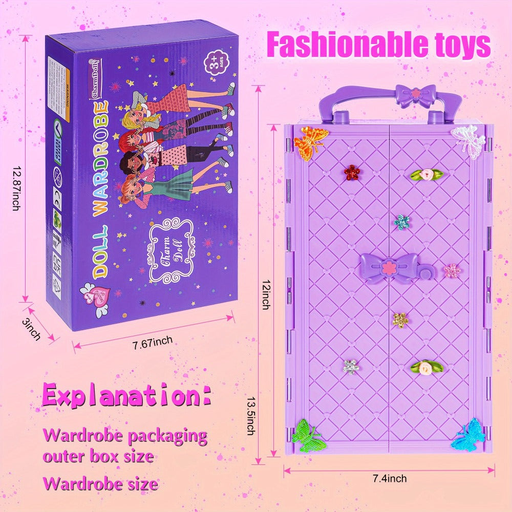Doll Clothes & Closet Playset 91pcs for 11.5 Inch Fashion Dolls, Wardrobe with Princess Gowns, Dresses