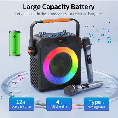 JYX T19-T Karaoke Machine for Adults with 2 Microphones & RGB Light Show – Wireless Bluetooth Speaker