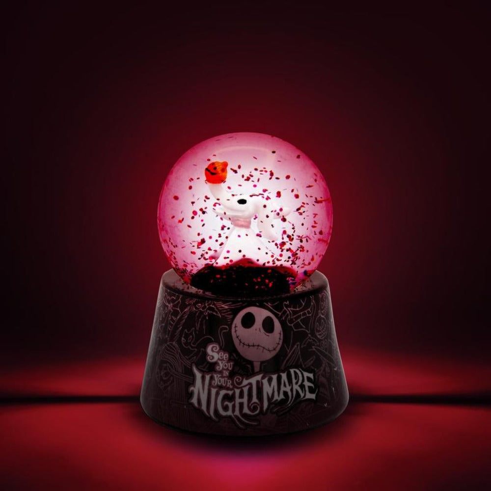 Nightmare Before Christmas Zero Light-Up Snow Globe, Disney Jack Skellington Dog Mini Collectible Snow Globe 3-Inch