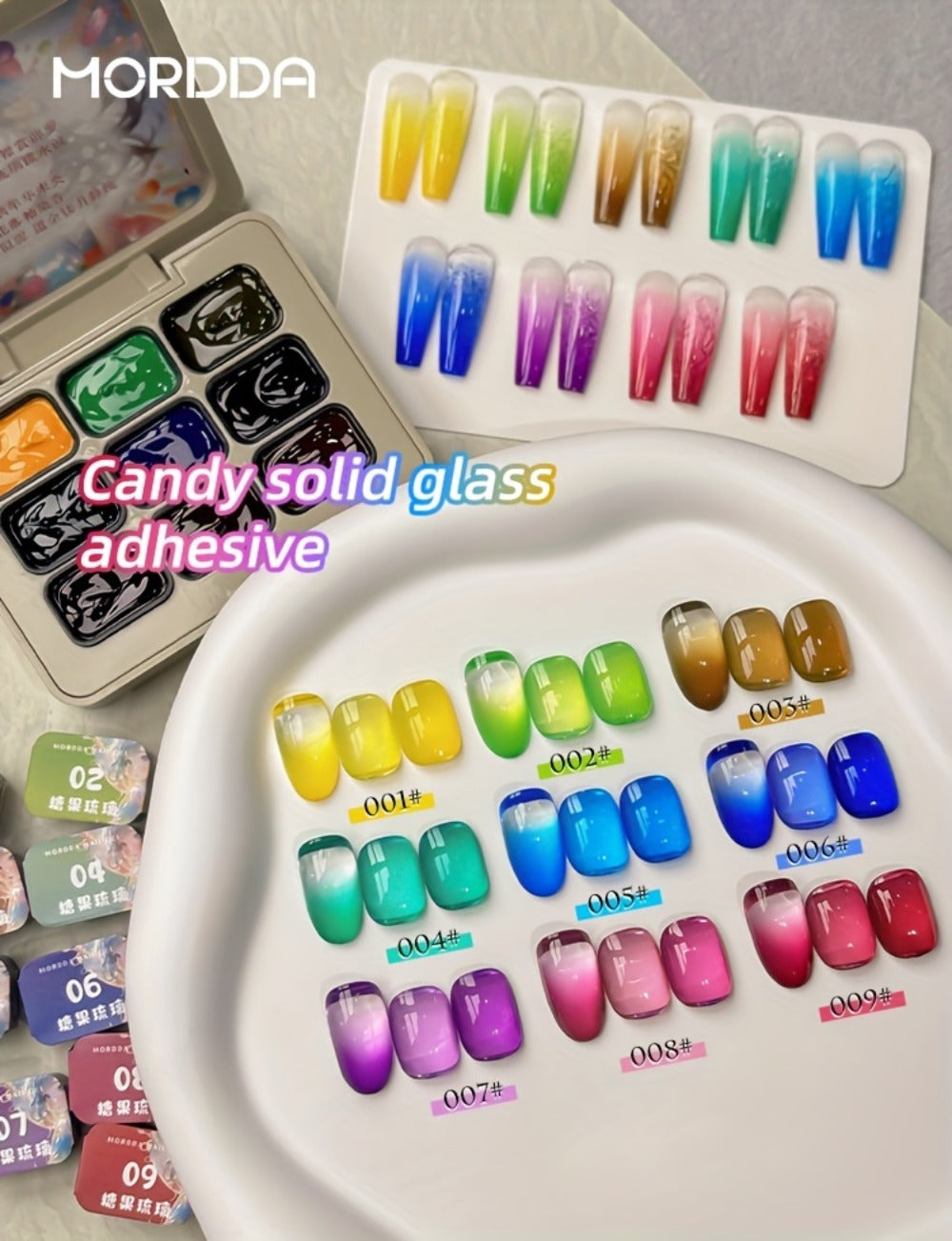 Gel Nail Polish 9-Color Candy-Glass Set with Translucent Gradient Finish and Fall-Winter Shade Palette for Nail Art
