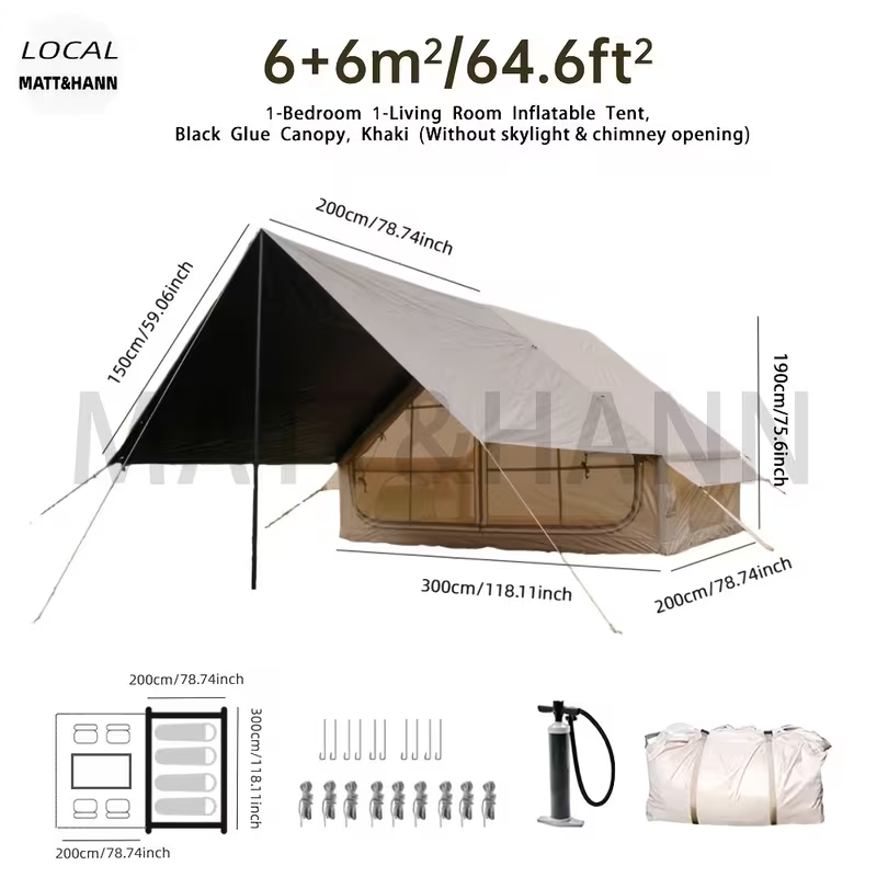 Inflatable Camping Tent 4-8 Person Air Cabin Glamping UV Protection for Garden, Patio and Yard Use