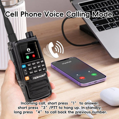 Tidradio H3 Plus Ham Radio Multi-Band Two-Way Radio, AM/FM Reception, Wireless Headset Compatible