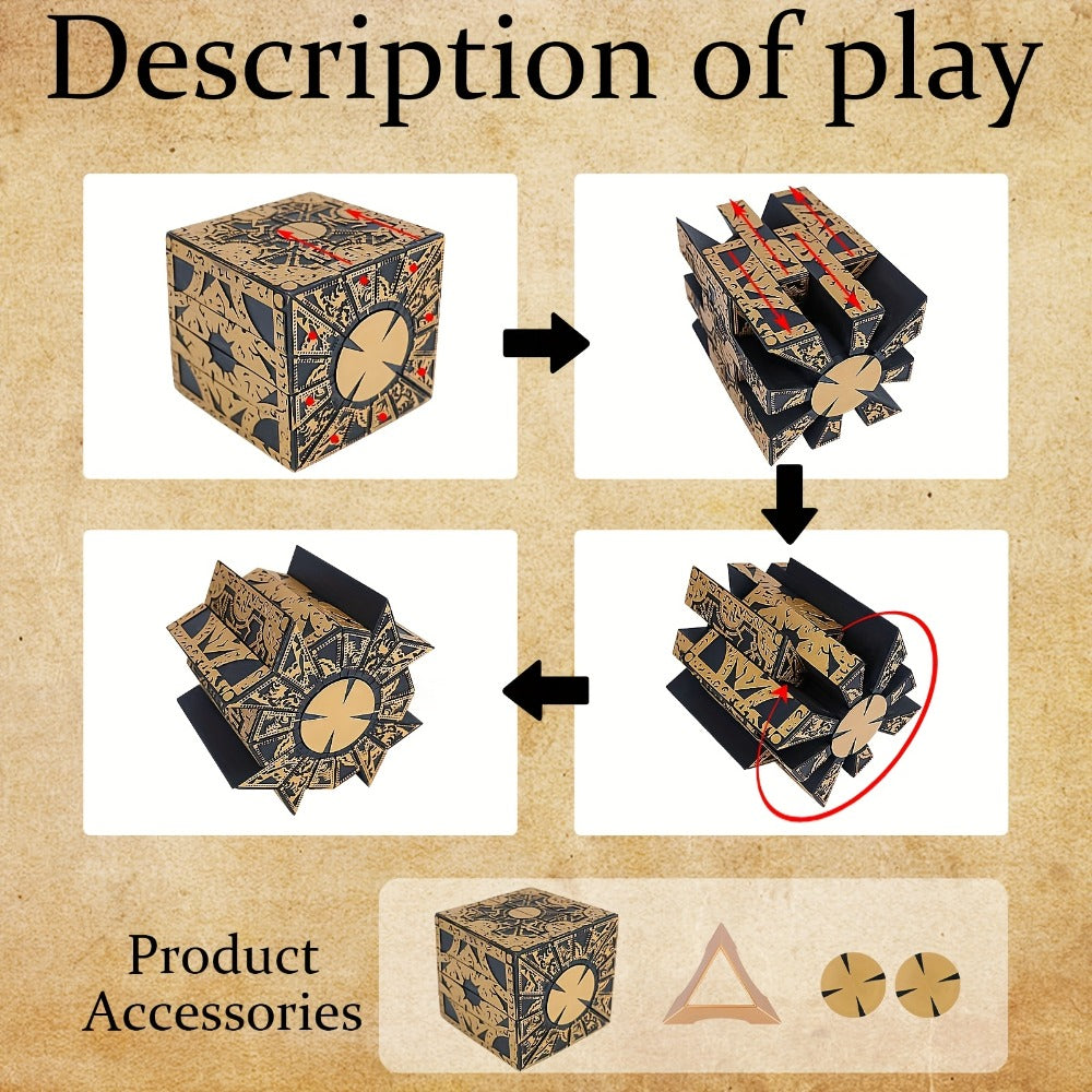 Lament Configuration Puzzle Box Cube, Functional Detachable Deformation Lock Box with Display Base