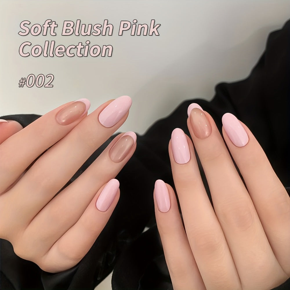 Gel Nail Polish 8-Color Gentle Pink Set in 0.51oz Bottles with Shades 001-008 and LED Soak-Off Cure for Nail Art