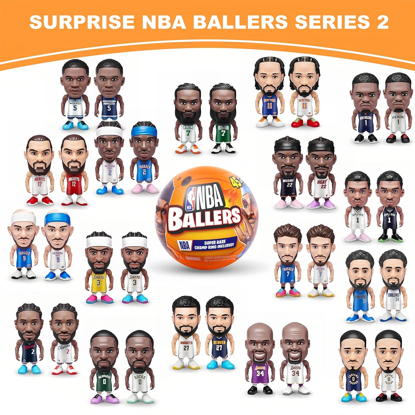 NBA Ballers Mystery Capsule Figurine Series 1 by ZURU, Surprise Unboxing Mini NBA Player Collectible Toy for Boys