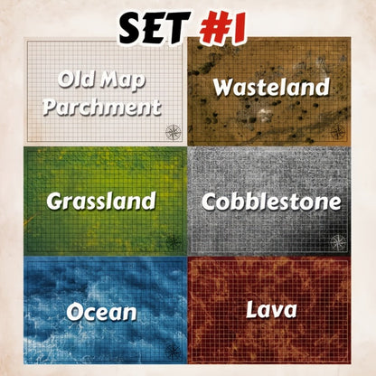 DnD Battle Map 3 Pack 24x36 Inch Dry Erase – Double-Sided 6 Terrain Grid Mats with Dice Accessories & Shoulder Bag