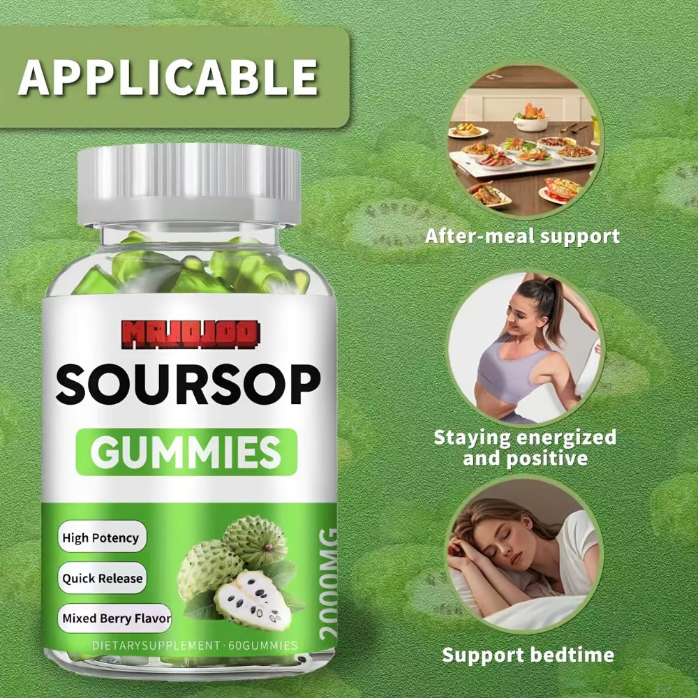 Soursop Graviola Gummies 2000mg, 60 Count Antioxidant Supplement for Men & Women, Supports Digestion & Immune Health