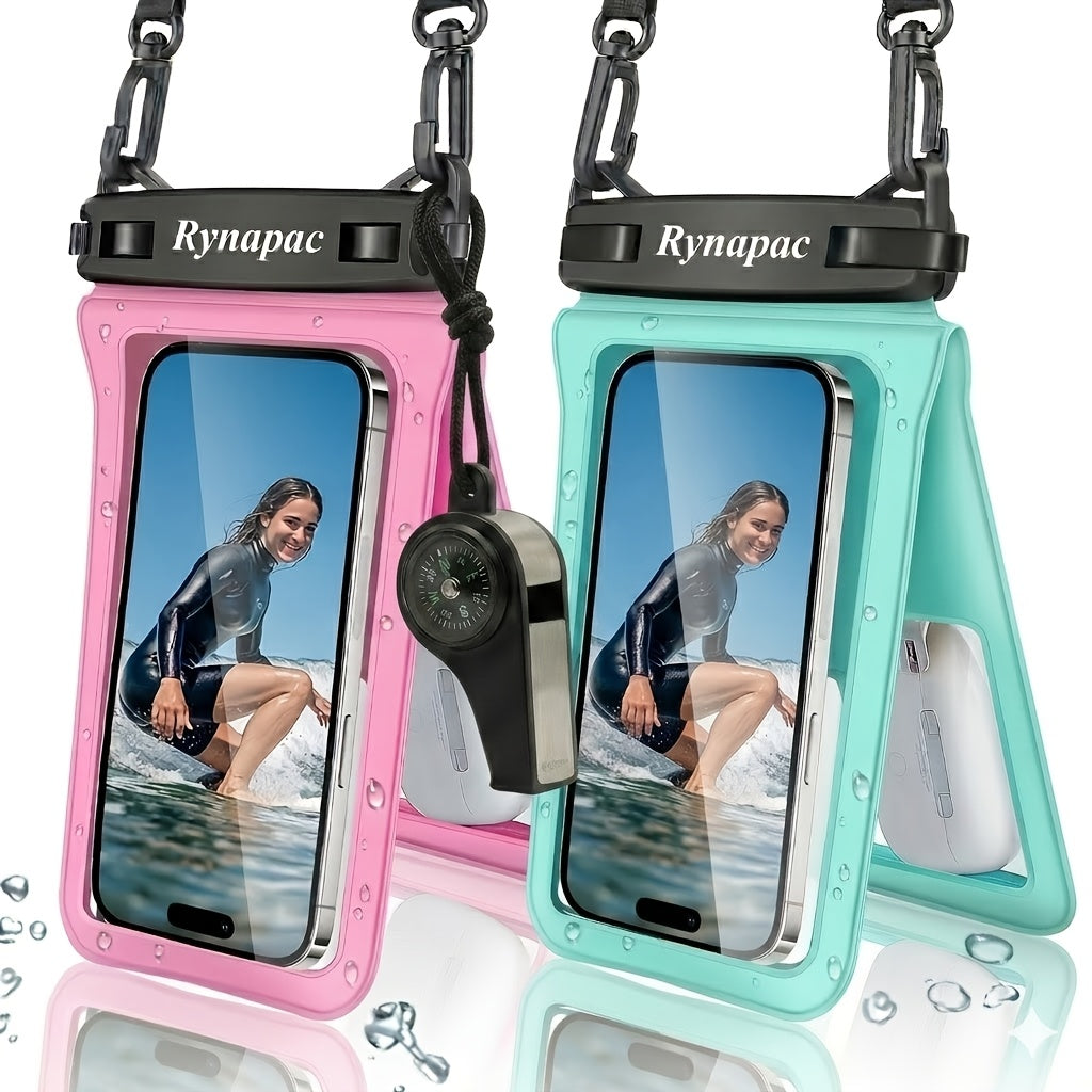 RYNAPC 2-Pack Phone Pouch with Lanyard IPX8 Dry Bag for iPhone 16 15 14 Pro Max 6.7 Inch for Camping, Travel and Outdoor Use