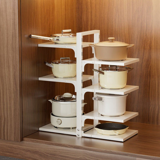 Multi-Tier Kitchen Storage Rack with Two-, Three-, Four- or Bilateral Seven-Shelf Layouts in Black, White or Gray